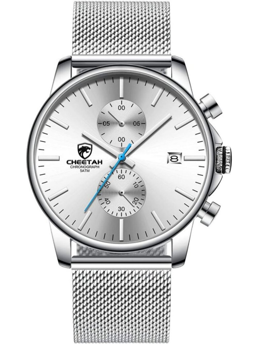 Sleek Minimalist Men's Watch - Waterproof Quartz Analog Chronograph with Mesh
